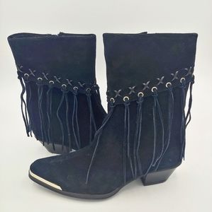 Cowgirl Boots Zip Up Suede with Fringe